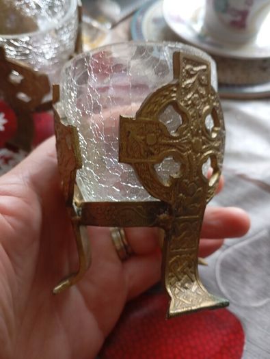 vintage Celtic glass goblets X2