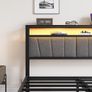 King Size Bed Frame with Storage and LED Lights,5ft Metal Platform Bed Frame King Size Bed Base with Charging Station,Mattress Base,Strong Slats Support,Under-bed Storage,Noise Free,Grey Image 6