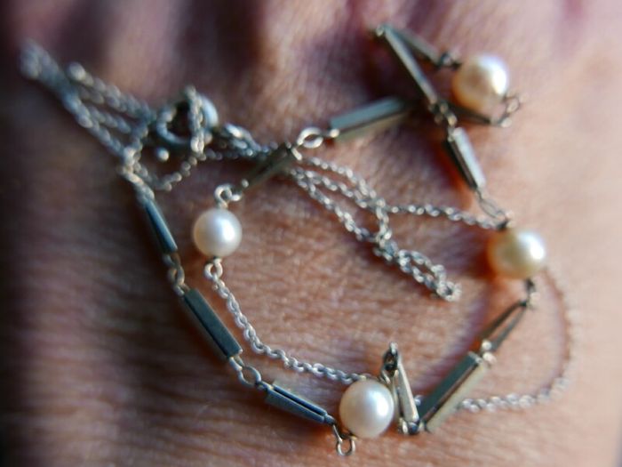 Vintage Sterling Silver 925 Necklace with Pearls 2,7g