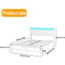 White Double Bed Frame with Storage and LED Lights,4ft6 Metal Platform Bed Frame Double Size Bed Base with Charging Station,Mattress Base,Strong Slats Support,Under-bed Storage,Noise Free Image 6