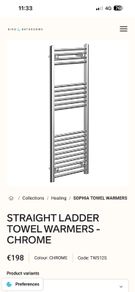Towel Warmer 1200 x 500 chrome