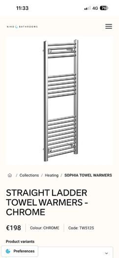 Towel Warmer 1200 x 500 chrome