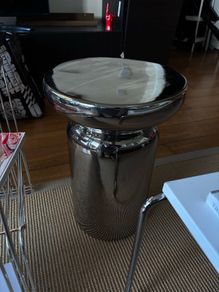 Mid Century Polished Chrome Mushroom Side Table