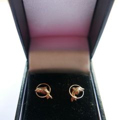 Vintage 9K Yellow Gold 375 Dolphin Pierced Earrings 0.5 grams