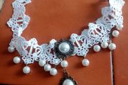 Brand new never worn Victorian style white lace necklace on chain