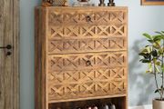 Vintage Brown Shoe Cabinet with 2 Folding Drawers, Freestanding Shoe Storage Organiser for Hallway, Entryway &amp; Home