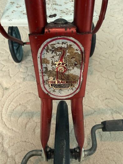 Vintage Raleigh Child's Tricycle, 1960s/70s, Red with Box Seat