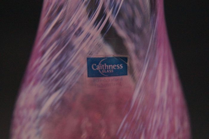 Caithness British Pink + White Speckled Glass Vase