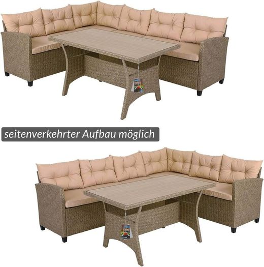 Reversible L Shaped Corner Garden Lounge Seating Set