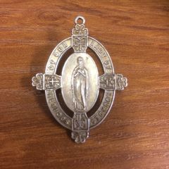 Rare Sterling Silver Lourdes Medal