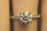 Rhodium Plated Sterling Silver 2 ct Moissanite Solitaire Ring with Accents