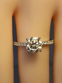 Rhodium Plated Sterling Silver 2 ct Moissanite Solitaire Ring with Accents