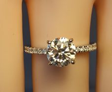 Rhodium Plated Sterling Silver 2 ct Moissanite Solitaire Ring with Accents