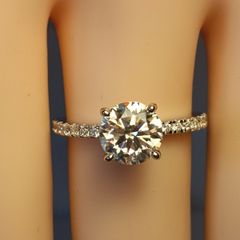 Rhodium Plated Sterling Silver 2 ct Moissanite Solitaire Ring with Accents