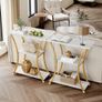 Rustic Narrow Console Table with 3 Tiers, Slim Hallway Table with Curved Metal Frame and Open Shelves, Entryway or Sofa Table for Living Room and Foyer (Marble White) Image 3