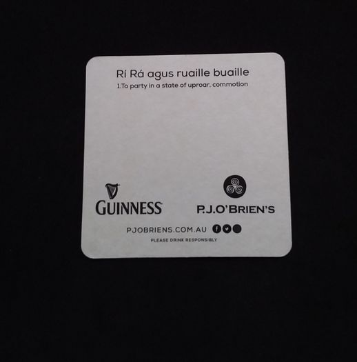 P.J. O'Brien's Irish Pub Melbourne - Beer Mats/Coasters