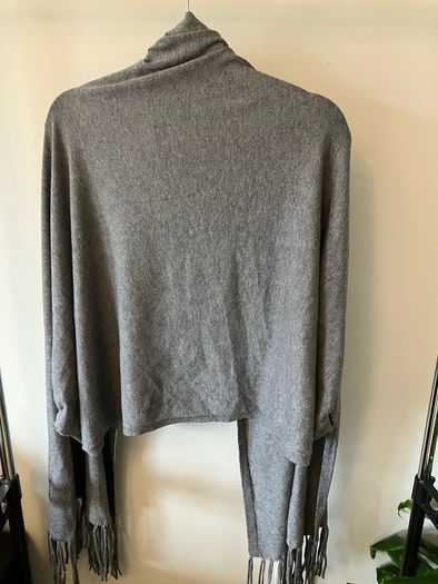 Grey Shawl with Fringe.