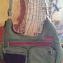Ted Baker Nylon Shoulder Bag, Olive Green with Pink Details Image 8