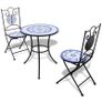 3 Piece Bistro Set Ceramic Tile Blue and White Image 2