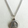 Vintage St. Bernadette Sliding  Catholic Circle Pendant and chain Image 8