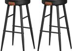 Set of 2 Bar Stools round faux leather