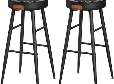 Set of 2 Bar Stools round faux leather