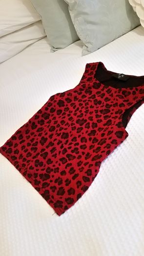 Wine & Black Leopard Print Design Crop Top