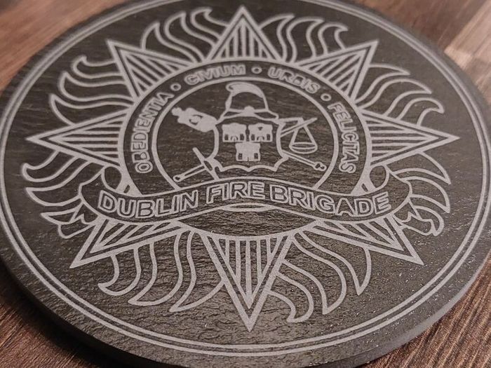Dublin Fire Brigade Laser-Engraved Slate Coaster Set of two