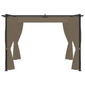 Gazebo with Curtains 3x3 m Taupe Steel