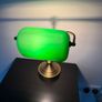 Qazqa - Classic Table Lamp I Table LightInotary lamp Bronze with Green Glass - Banker- - Classic I Antique - Suitable for LED E27 | 1 Light - Steel Table lamp - Suitable for Living Room I Image 5