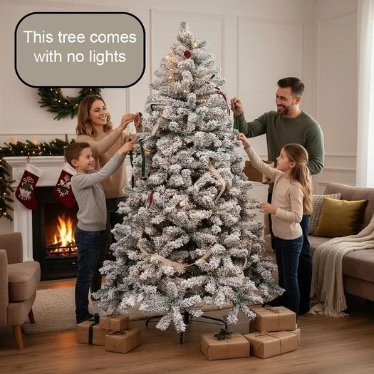 6Ft Snowy Flocked Artificial Christmas Tree, Yukon Pine Bushy Frosted Tree 550 Tips, Sturdy Metal Stand, Luxury Snow Covered Xmas Tree, Realistic Green Branches, Festive Home Christmas Decoration