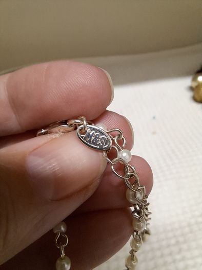 M&S Faux Pearl Drop Necklace with Crystal Pendants
