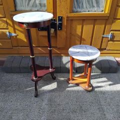 two tables with marble top