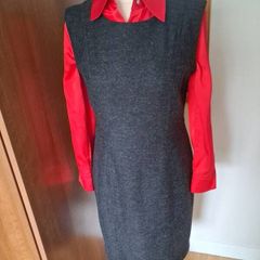 Hobbs Quality Wool Mix Grey Pinafore Dress Size 12