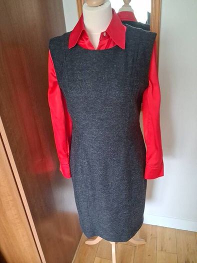 Hobbs Quality Wool Mix Grey Pinafore Dress Size 12