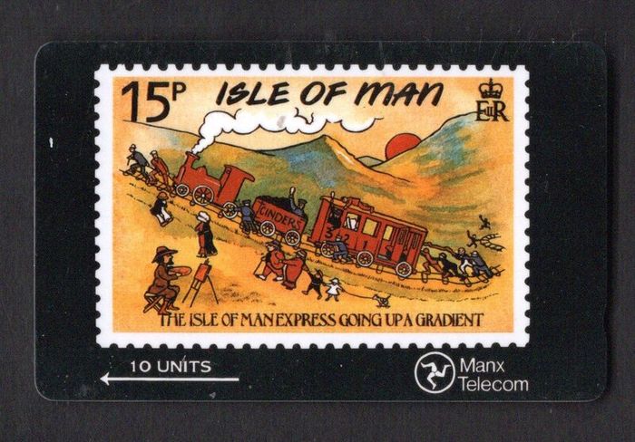 1990 Isle of Man Edwardian Postcards Commemorative Stamps on call card  (GPT - Magnetic)