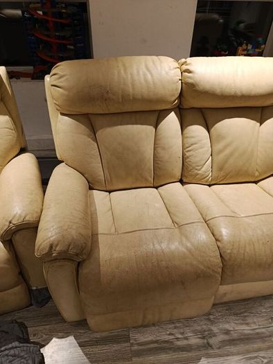 Cream leather recliner