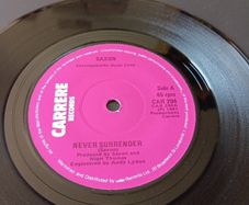 Never surrender 7" vinyl single Irish pressing SAXON