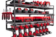 Power Tool Organizer Wall Mount, 4-Layer Storage Rack with 8 Drill Holders, Tools Holder and Storage Rack with Screwdriver Holder, Garage Tool Organizer for Garage, Workbench, and Workshop