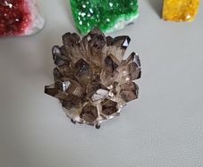 Smoky quartz crystal cluster