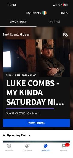 Luke Combs Sunday 19th FRONT standing