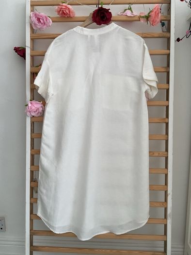 dress bnwt H&M white linen dress oversized uk 6 fit 8/10 shirt dress