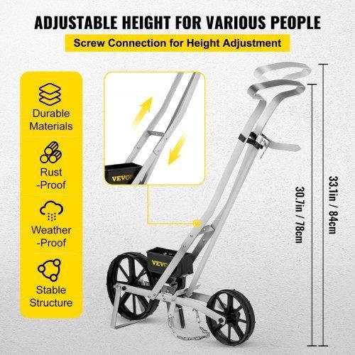 Garden Seeder, Metal Precision Garden Push Seeder With 6 Seed Plates, Walk-Behind Row Crop Planter, Manual Garden Lawn Spreader for Sowing Seeds, Backyard Agriculture for Various Seeds (FREE SHIPPING)
