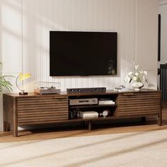 180cm Long TV Unit With Storage And Adjustable Shelves, Television Console Table for TVs up to 80 inch, Media Entertainment Center For Living Room Bedroom, Walnut