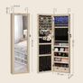 Jewellery cabinet jewelry cabinet hanging, lockable mirror cabinet, wall cabinet with mirror and numerous compartments, wall mounting, hanging on the door, for necklaces, earrings, oak Image 5