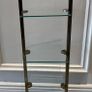 Vintage Mid-Century 4-Tier Brass & Glass Etagere Shelf Unit with Wooden Handle Accent Image 8