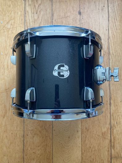 Nearly new Ludwig Evolution and Backbeat Snare Drum 14" and 10/12/16 toms in stunning Black Sparkle Wrap