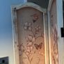 Three-panel room divider with floral and butterfly print Image 4