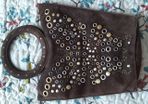Vintage Suede Leather Studded Butterfly Handbag