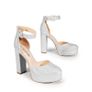 Brand New DREAM PAIRS Block Heel Wedding Pumps - Glitter Silver Image 2